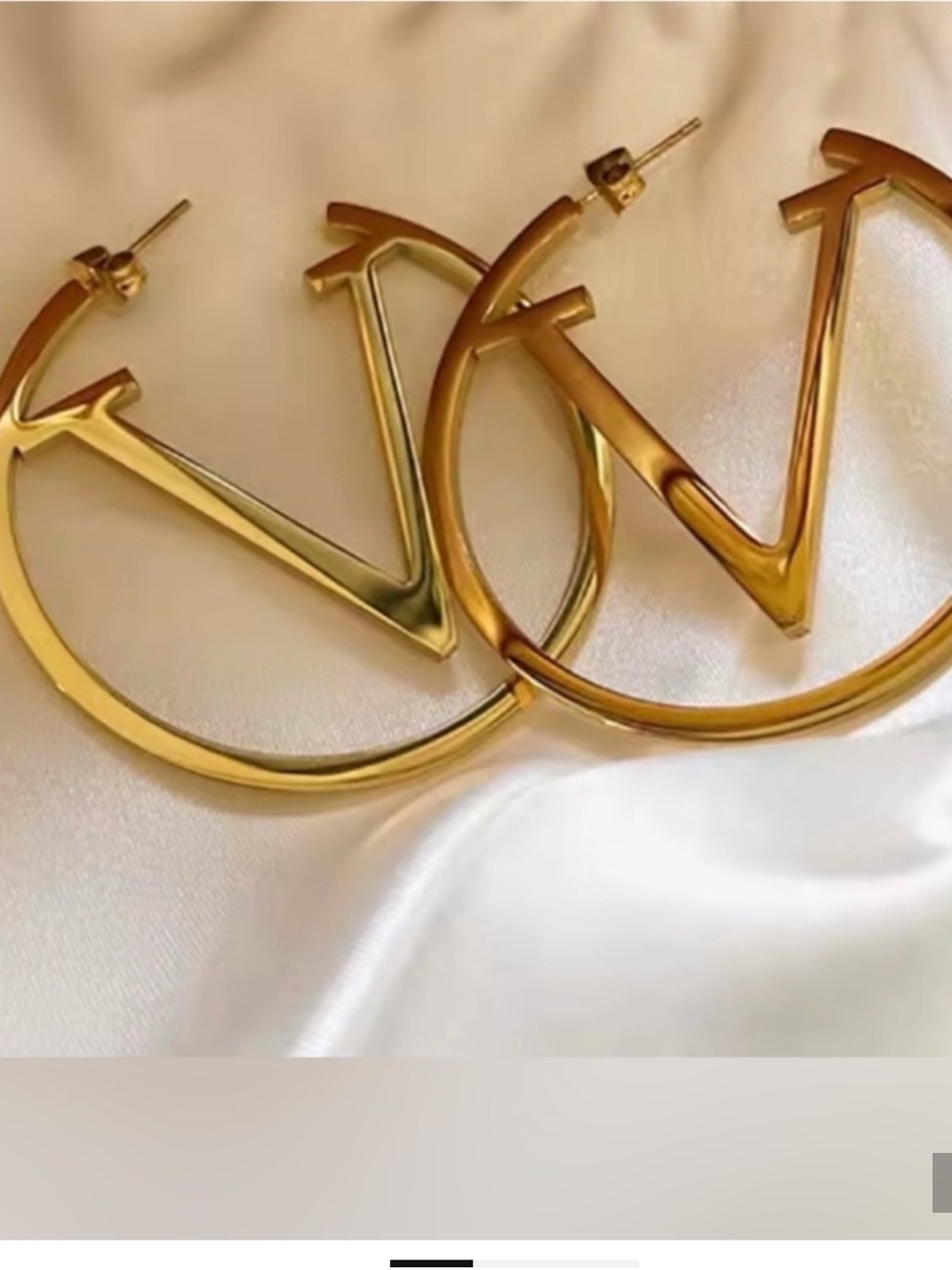 Gold Initial V Hoop Earrings | Designer Inspired Statement Hoops